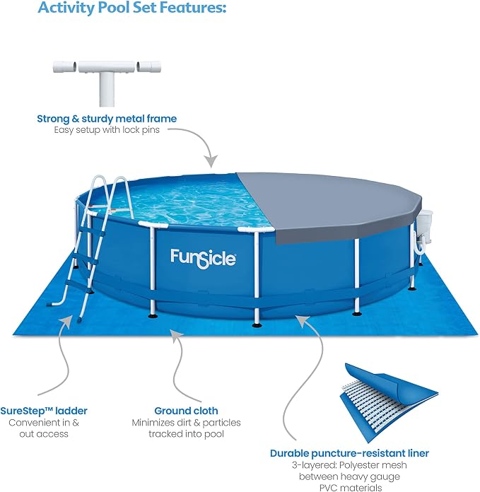Funsicle Activity 15' x 36" Above Ground Swimming Pool Set with Pump | Round Pool Includes SkimmerPlus 2-in-1 Filter Pump - Easy Setup for Backyard Fun