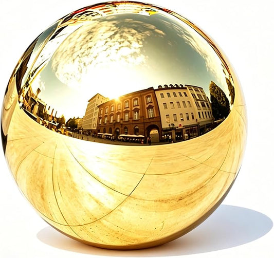 4 Inch/100mm 304 Stainless Steel Hollow Ball Smooth Gazing Mirror Ball for Decorating Home and Garden(Gold)