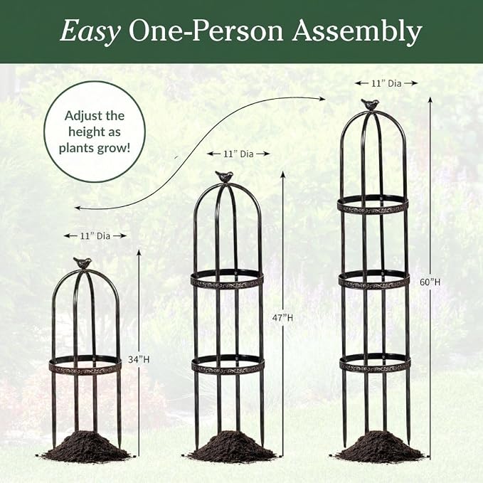 Evergreen 7 ft Garden Trellis for Climbing Plants Outdoor Metal Garden Obelisk, Indoor Plant Trellis for Potted Plants & Heavy Vines Support, Antique Copper
