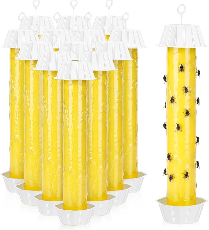 6 Pcs Fly Traps for Indoor Outdoor Hanging Fruit Fly Stick Trap Sticky Mosquito for Home Insect 10 x 2.5 Inches (Classic,Yellow and White)