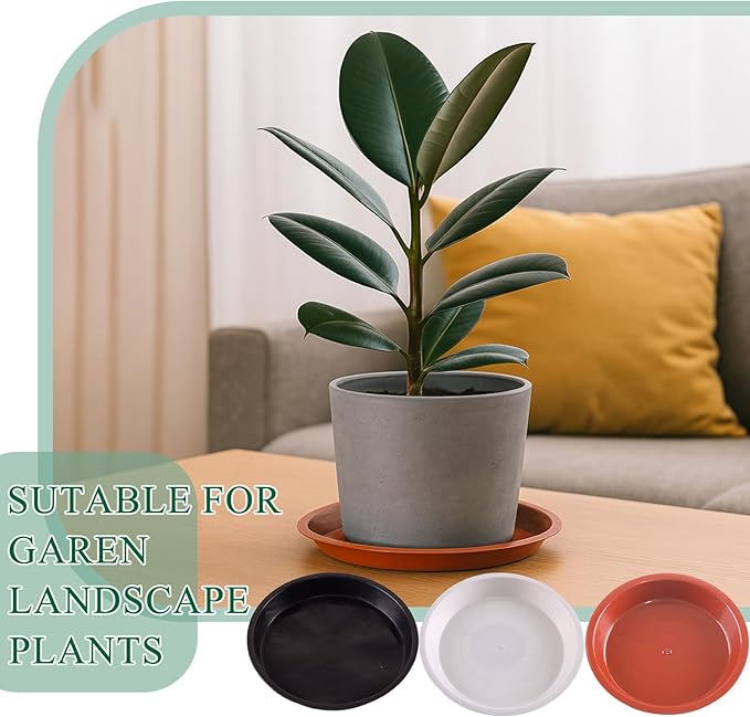 30 Pack Plant Saucer 12 Inches Plant Trays for Pots Plastic Round Drip Trays Flower Pot Saucers Black Planter Water Tray Plant Drainage Tray, Red