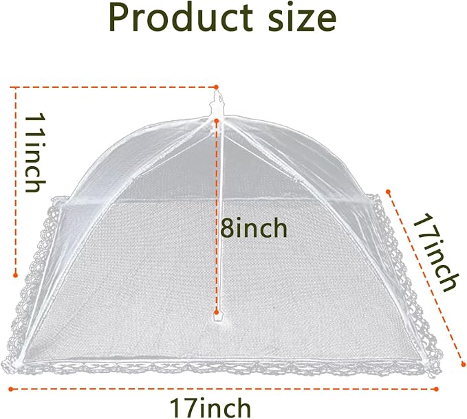 5 PACK Food Covers for Outside Mesh,Picnic Essentials - 17x17in Mesh Food Tent with Net Screen Dome Design to Protect Food - Reusable Portable Cover for Picnic BBQ Backyard Camping Accessories