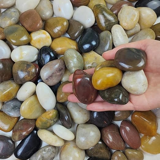 FANTIAN 10 lbs Stones for Plants, 1-2 inch Polished Pebbles for Indoor Plants, Decorative River Rocks for Plants Vase Aquarium and Outdoor Garden Landscaping Rocks