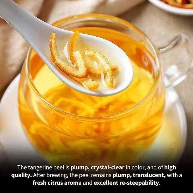 Baihuatang Natural Dried Tangerine Peel for Tea 4.58oz/130g Orange Peel Strips Mandarin Pure Citrus Peel Strips Natural Mandarine Scent Suitable for Cooking & Tea 橘皮 陈皮丝