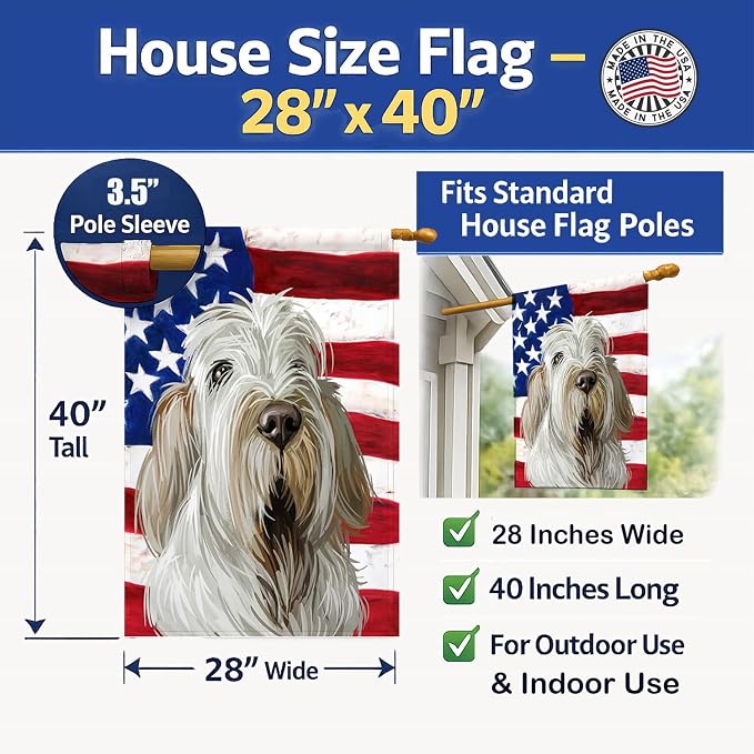 Caroline's Treasures CK6720CHF Spinone Italiano Dog American Flag House Flag Large Porch Sleeve Pole Decorative Outside Yard Banner Artwork Wall Hanging, Polyester, House Size, Multicolor