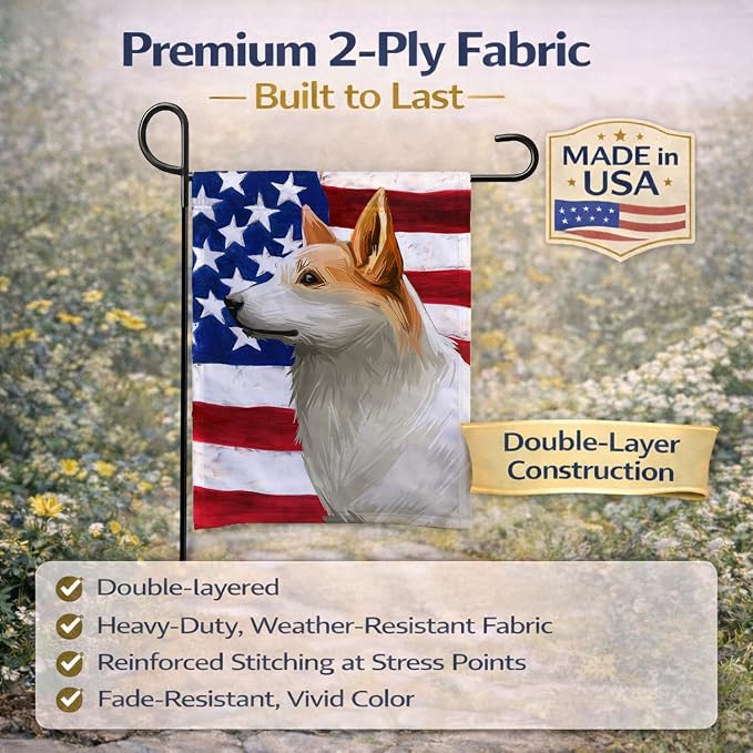Caroline's Treasures CK6628GF Norrbottenspets Dog American Flag Garden Flag Mailbox Flag Decorative Yard Flag Banner Outside Patio Artwork Yard Flower Beds, Garden Size, Multicolor