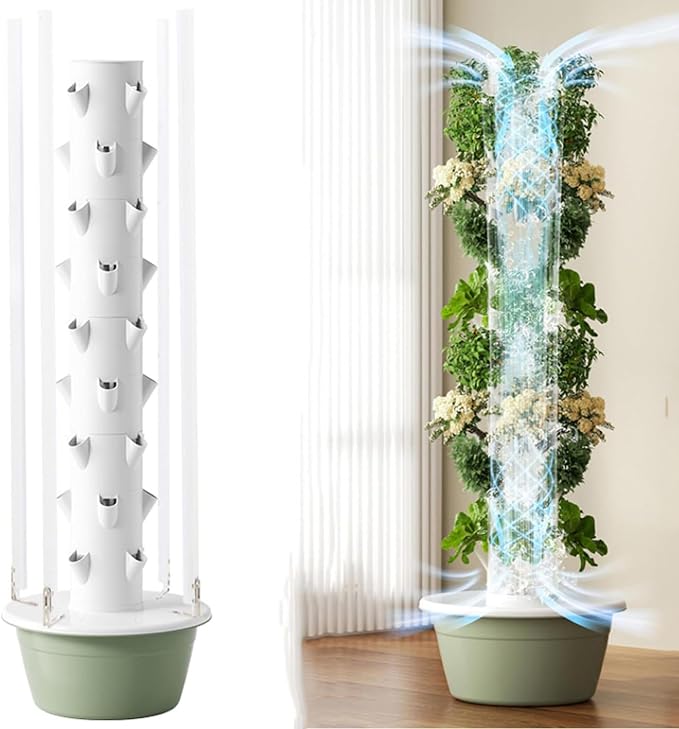 Vertical Hydroponic Grow Tower Aeroponic Tower for Fruits and Vegetables,Hydroponics Growing Kits,for Your Home Gardening System,9Layer-Withlight