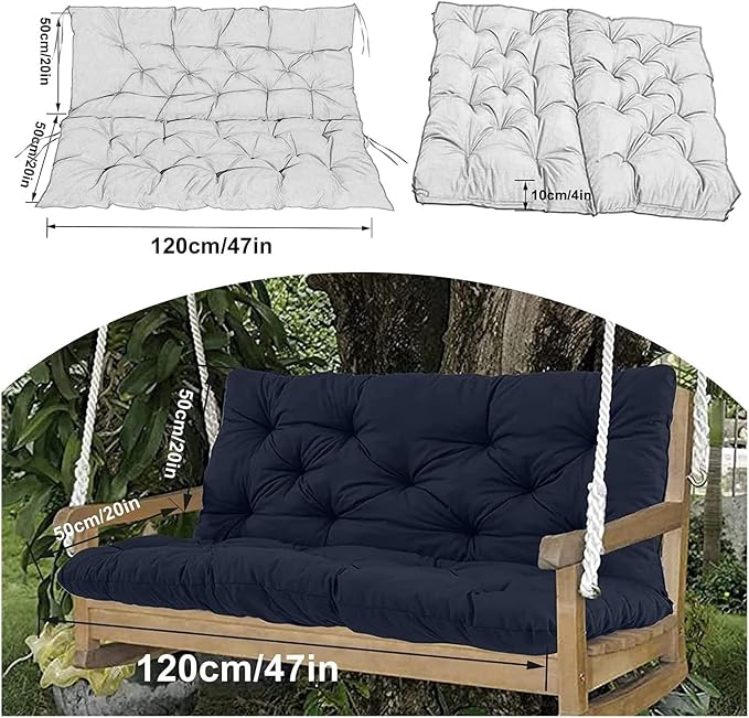 Swing Cushion Replacement Outdoor Porch Waterproof Bench Cushion 2-3 Seater Washable Bench Replacement Cushions for Outdoor Patio Porch Swing Cushions