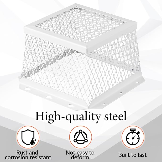 Pasimy 2 Pcs 7" L x 7" W x 5" H White Stainless Steel Vent Guard, Outside Dryer Vent Cover, Bird & Rodent Proof Exhaust Guard Hood Cover for Bathroom Kitchen Outdoor