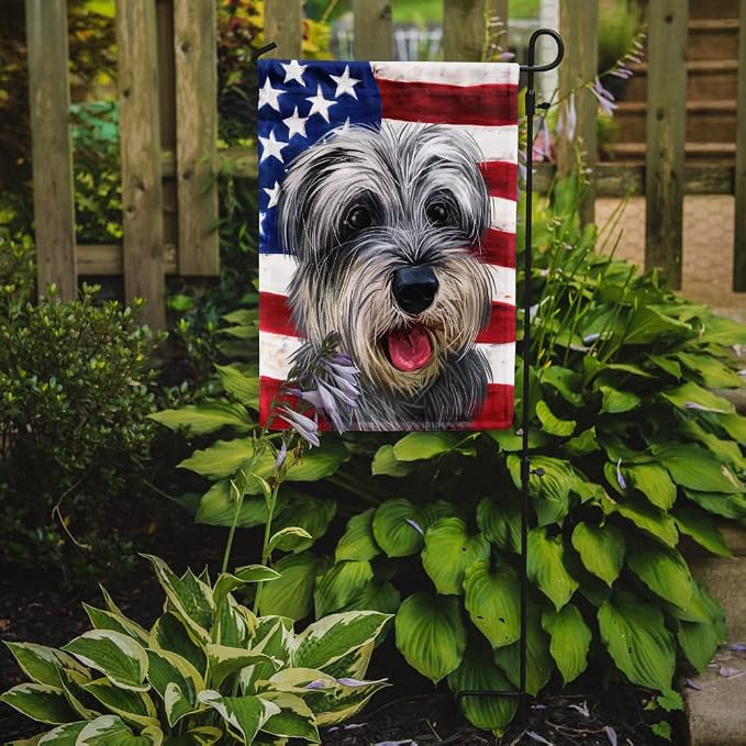 Caroline's Treasures CK6619GF Miniature Schnauzer Dog American Flag Garden Flag Mailbox Flag Decorative Yard Flag Banner Outside Patio Artwork Yard Flower Beds, Garden Size, Multicolor