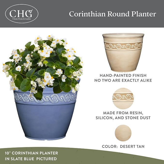 Classic Home and Garden by Growscape Corinthian Planter Pot(10" Desert Tan)