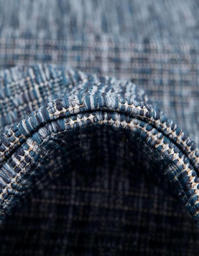 Unique Loom Outdoor Solid Collection Area Rug (10' Square Blue/Navy Blue) | Modern Solid rug, stain and water resistant, doesn't shed, easy to clean, kid and pet friendly, indoor/outdoor, flatweave.