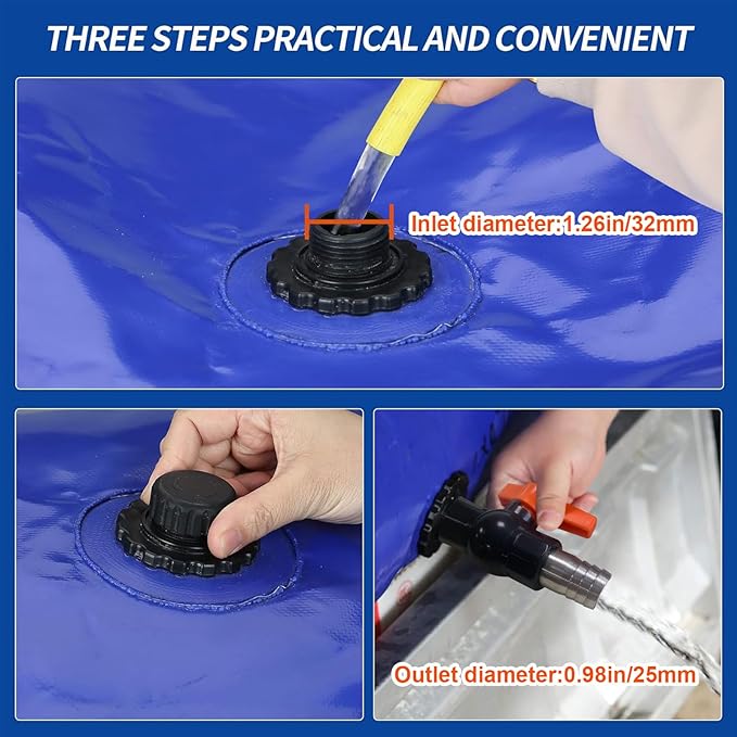 240 L/63.4 gal Water Bladder Storage Containers, Foldable Portable Water Tank Large Capacity Soft Water Bag, Drought Resistance, Fire Prevention, Emergency Water