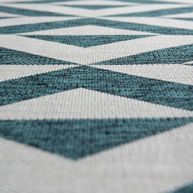 Unique Loom Jill Zarin Outdoor Collection Area Rug - Napa (5' 3" x 8' Oval, Teal/ Ivory)