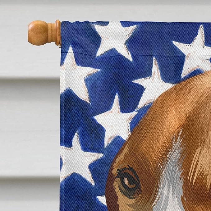 Caroline's Treasures CK6422CHF Beagle-Harrier American Flag House Flag Large Porch Sleeve Pole Decorative Outside Yard Banner Artwork Wall Hanging, Polyester, House Size, Multicolor