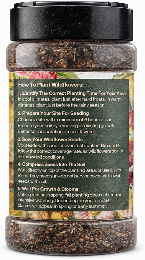 Wildflower Seed Shaker – Awesome Annual Mix by GevaGrow - 2 Ounce Shaker
