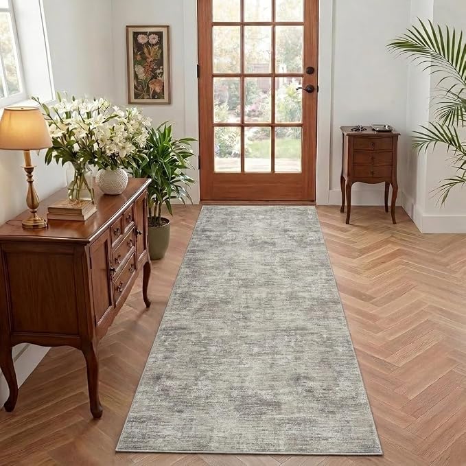 Garvee 2x6 Kitchen Runner Rugs Non Skid Washable Modern Solid Rug, Camel | Neutral Minimalist Non Shedding Low Pile Stain Resistant Foldable Rug for Hallway Bedroom Laundry Room Bathroom