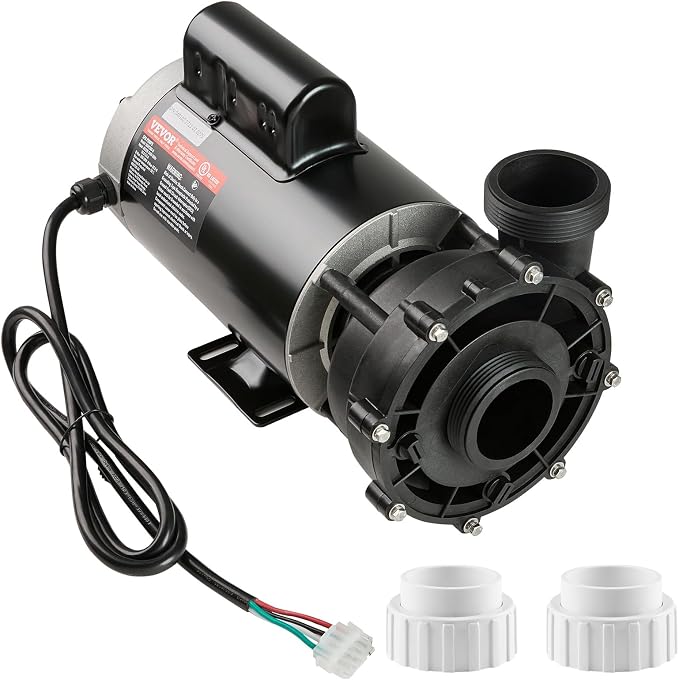 VEVOR 2 Speed SPA Pump, 56-Frame, AC 220V Hot Tub SPA Pump, 4 HP / 210 GPM / 65.61 ft High Speed or 0.7 HP / 103 GPM / 16.07 ft Low Speed, 2'' Port 90° Rotational Interface for Hot Tub