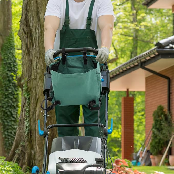 ORFOFE Large Capacity Lawn Mower Storage Bag Adjustable Oxford Fabric Mower Tool Organizer Detachable Garden Accessory Pouch for Outdoor Power Tools