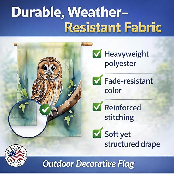 Caroline's Treasures Tawny Owl House Flag Large Porch Sleeve Pole Decorative Outside Yard Banner Artwork Wall Hanging, Polyester, House Size, Multicolor