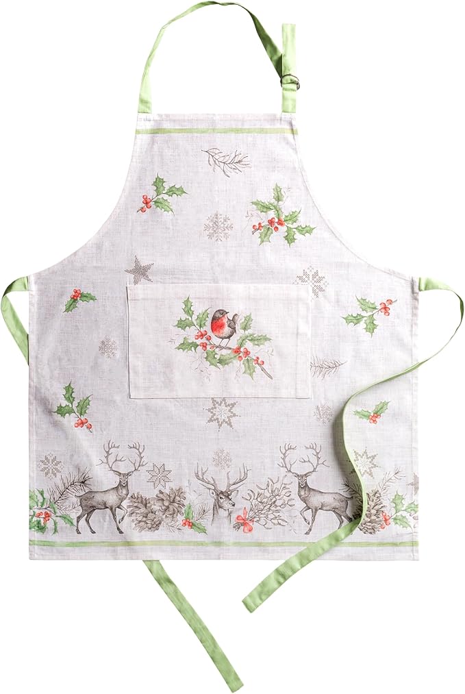 Maison d' Hermine Aprons for women with Pocket 100% Cotton (27.50"x31.50") | Adjustable Neck Strap & long ties Apron Men Chef Wedding Cooking Gardening Server Maid