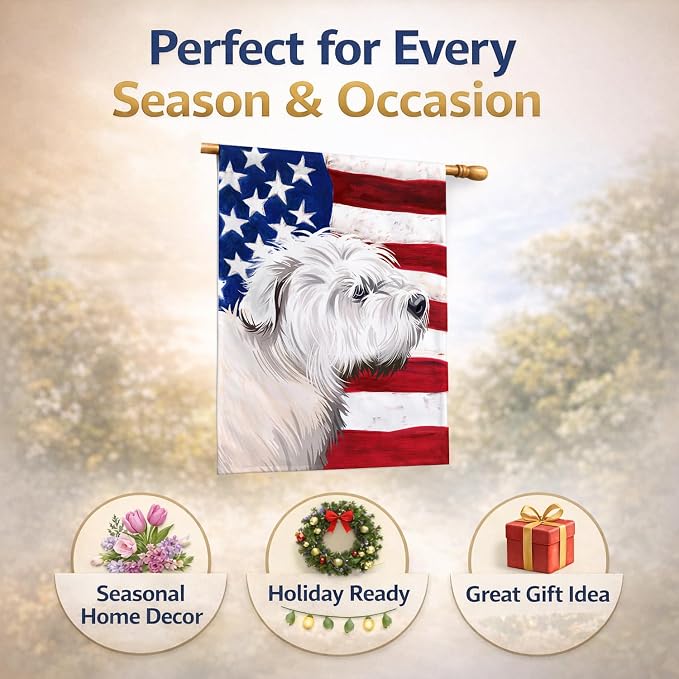 Caroline's Treasures CK6541CHF Glen of Imaal Terrier American Flag House Flag Large Porch Sleeve Pole Decorative Outside Yard Banner Artwork Wall Hanging, Polyester, House Size, Multicolor
