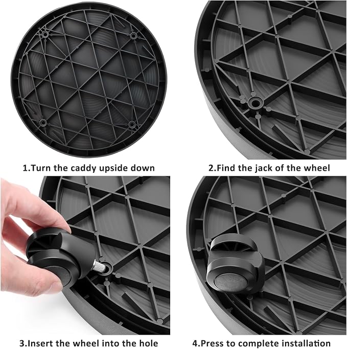 2Pack 12.4'' Plant Caddy with Wheels, Plant Stand Dolly for Heavy Planter,Wheeled Planter Saucer Tray,Rolling plant stand,Heavy-Duty Plant Caddy with Casters for Indoor and Outdoor(Black)