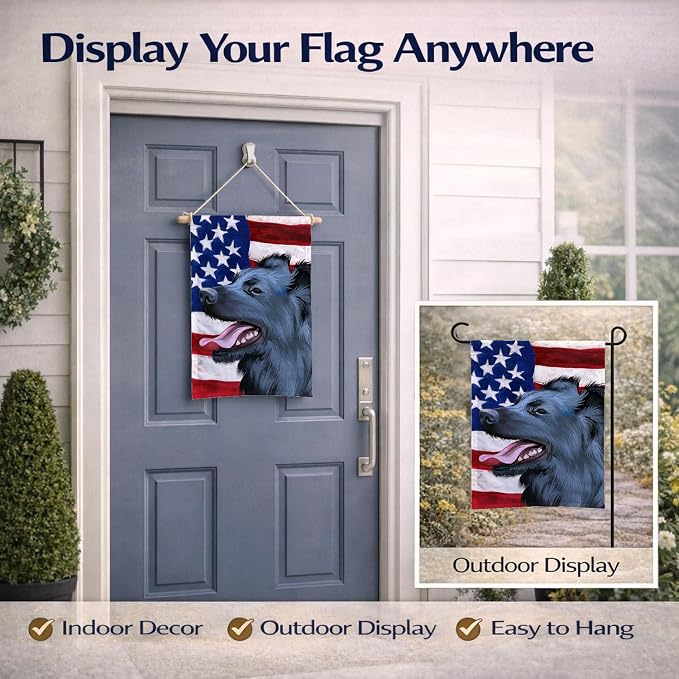 Caroline's Treasures CK6497GF Croatian Sheepdog Dog American Flag Garden Flag Mailbox Flag Decorative Yard Flag Banner Outside Patio Artwork Yard Flower Beds, Garden Size, Multicolor