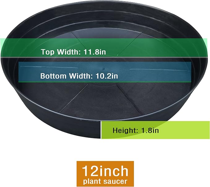 LWALRS Plant Saucer 12 Inch 2 Pack 10 12 14 16 18 20 25, Plastic Plant Trays for Pots，Extra-Deep Plant Water Dray Tray, Bird Bath Bowl, Heavy Flower Plant Saucers Indoors and Outdoor No Holes