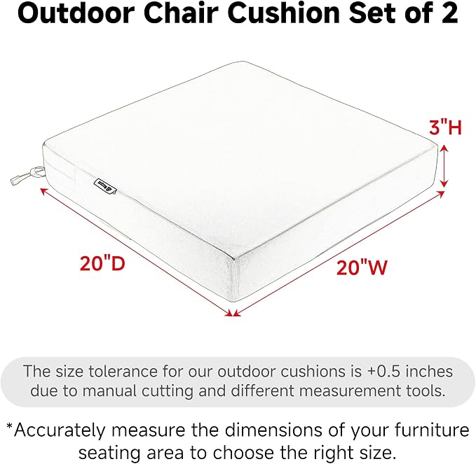 Favoyard Patio Chair Cushions 20 x 20 x 3 Inch Waterproof Outdoor Seat Cushions for Patio Furniture 3-Year Color Fastness Garden Sofa Couch Chair Pads with Handle & Adjustable Straps Set of 2, Spice