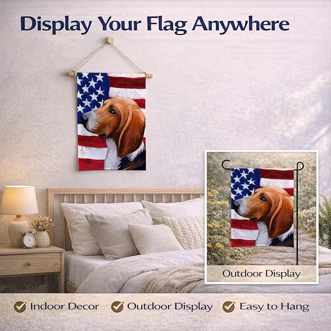 Caroline's Treasures CK6746GF Treeing Walker Coonhound American Flag Garden Flag Mailbox Flag Decorative Yard Flag Banner Outside Patio Artwork Yard Flower Beds, Garden Size, Multicolor