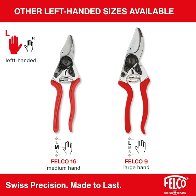 FELCO 6 ELITE Pruning Shears – 7.7" Swiss-Made Garden Clippers with Leather-Wrapped Handle for Medium Right Hands | Hand Pruners for Gardening | Garden Tool Cutter with Bypass Blade, Aluminum Body