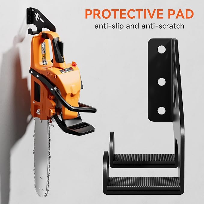 XZHXFX Chainsaw Hanger Wall Mount - Heavy Duty Chainsaw Holder for Garage Organization, Storage Shed Organizer, Chainsaw Rack with Protective Pad, Garage Tools, 3 Packs