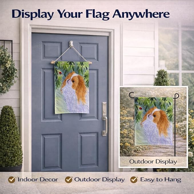 Caroline's Treasures SS8260GF Japanese Chin Garden Flag Mailbox Flag Decorative Yard Flag Banner Outside Patio Artwork Yard Flower Beds, Garden Size, Multicolor