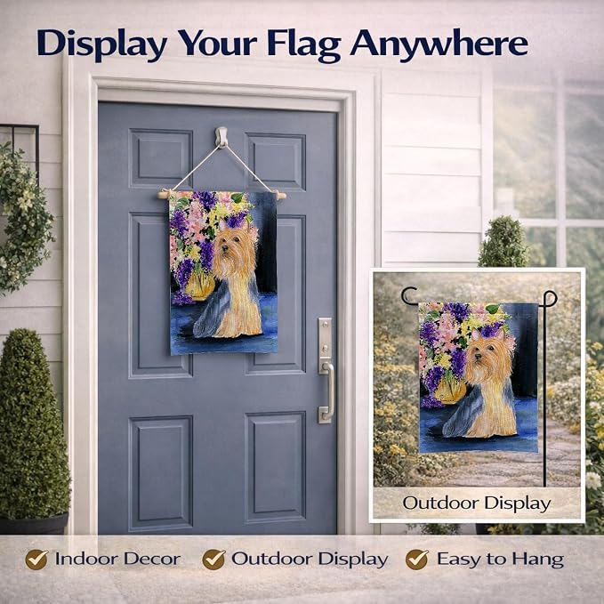 Caroline's Treasures SS8293GF Silky Terrier Garden Flag Mailbox Flag Decorative Yard Flag Banner Outside Patio Artwork Yard Flower Beds, Garden Size, Multicolor
