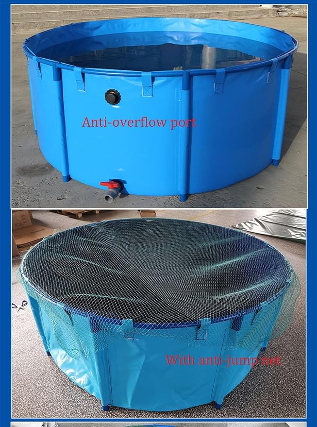 Canvas Fish Pond for Koi Large Collapsible Canvas Plastic Above Ground Pond | Agricultural Irrigation Above Ground Pond for Koi Culture with Durable Brackets 78X39 in(3100 L)