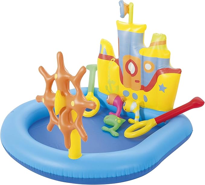 H2OGo! Tug Boat Inflatable Splash Pad - Kids Water Toy for Backyard Summer Water Play - Inflatable Water Park - Water Mat for Babies & Toddlers - (6 Piece Set)