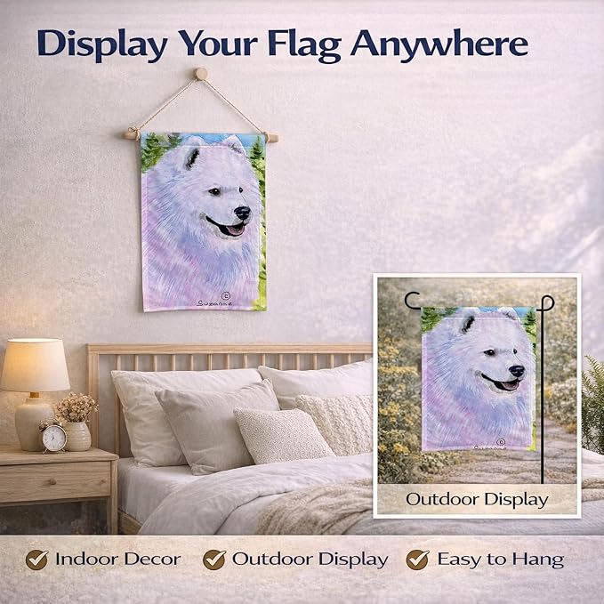 Caroline's Treasures SS8755GF Samoyed Garden Flag Mailbox Flag Decorative Yard Flag Banner Outside Patio Artwork Yard Flower Beds, Garden Size, Multicolor