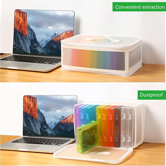 Gbivbe Photo Storage Case - 4x6 Size, Large Box Holds 1000 Photos, Card Storage, Handle Puzzle Cards Seed Packets, 9 Colors