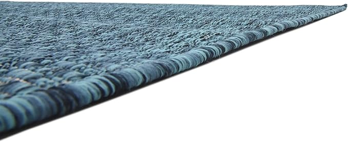 Unique Loom Collection Casual Transitional Solid Heathered Indoor/Outdoor Flatweave Area Rug (5' 3" x 8' Rectangle, Teal/Navy Blue)