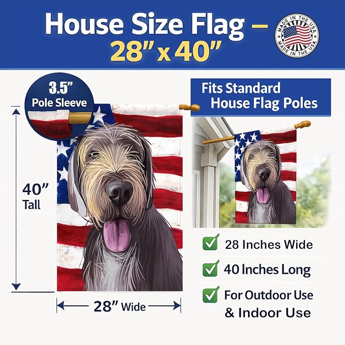 Caroline's Treasures CK6712CHF Slovak Rough-haired Pointer American Flag House Flag Large Porch Sleeve Pole Decorative Outside Yard Banner Artwork Wall Hanging, Polyester, House Size, Multicolor