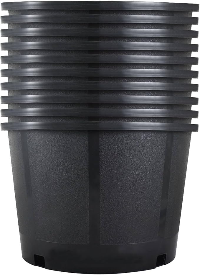 Short 5 Gallon Pot for Plants, Sturdy Plastic Planter Pots with Drainage Holes, Large Plastic Planters, for Seedlings, Succulents