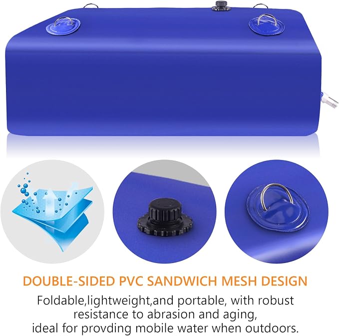 Water Tank, 150 Gallon Water Storage Bladder, Foldable Portable Water Storage, Large Water Storage Containers with 3/4" PVC Spigot and Hose Kit for Camping, Garden, Emergency Water Bag
