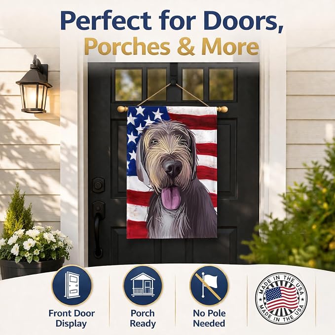 Caroline's Treasures CK6712CHF Slovak Rough-haired Pointer American Flag House Flag Large Porch Sleeve Pole Decorative Outside Yard Banner Artwork Wall Hanging, Polyester, House Size, Multicolor