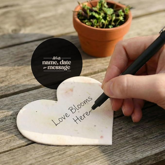 Pink Heart Gift Tags with Wildflower Seeds - 12pcs Writable Gift Wrap Tags for Baby Showers, Mother's Day Present, Party Favors, DIY Crafts, & Earth Day Decorations