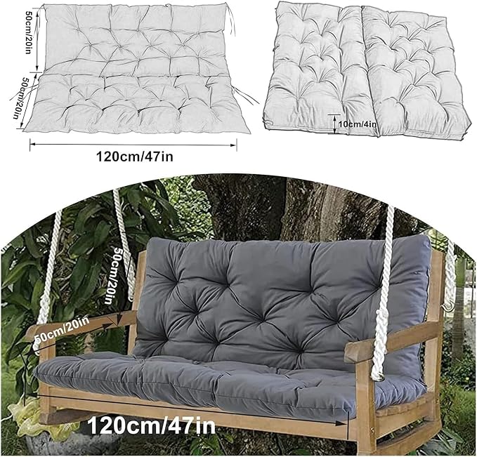 Swing Cushion Replacement Outdoor Porch Waterproof Bench Cushion 2-3 Seater Washable Bench Replacement Cushions for Outdoor Patio Porch Swing Cushions