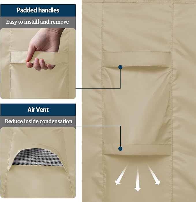 Easy-Going Rectangle Patio Furniture Cover Waterproof Outdoor Dining Table and Chair Cover Anti-UV Outside Sectional Sofa Set Covers (90"L x 64"W x 28"H, Camel)