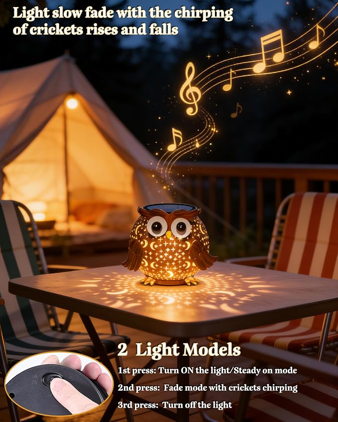 Solar Lights Outdoor Owl Garden Decor, Solar Lanterns Outdoor Waterproof Metal Hanging Lantern Solar Garden Lights for Outside Patio Yard, Lawn, Porch, Backyard Decoration