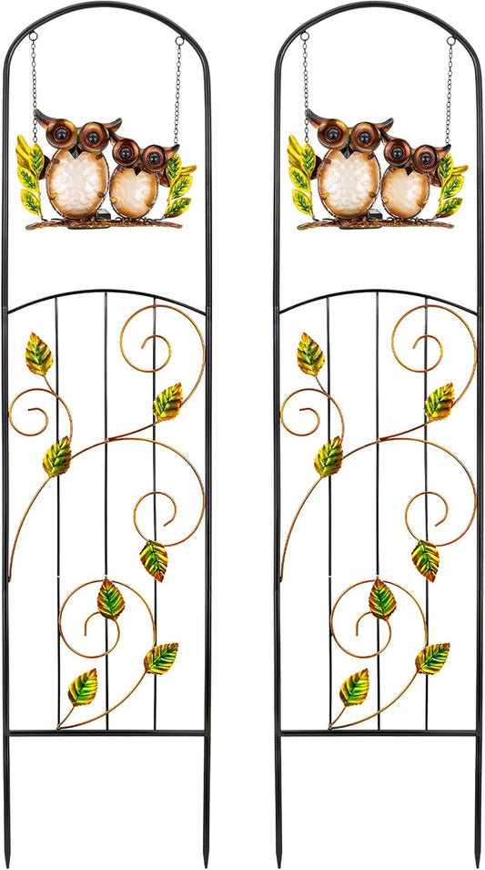 Solar-Powered Iron Plant Trellis with Lights,Voumsil Outdoor Garden Climbing Plant Support, Weatherproof Metal Stake for Vine Roses, Decorative Solar Lighting for Patio, Yard (Metallic Color 2 PCS)
