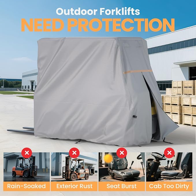 BENVOL Forklift Cover, Fit 3000-5000lbs, Waterproof, Dustproof, UV-Proof, 420DSilver-Coated Waterproof Oxford Cloth, All-Season Protection Forklift Cab Cover, (102 "*45" *82 "Inches)